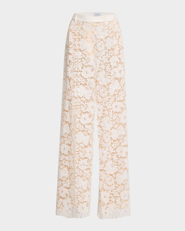 Estelle Lace Pintuck Pants with Nude Linin
